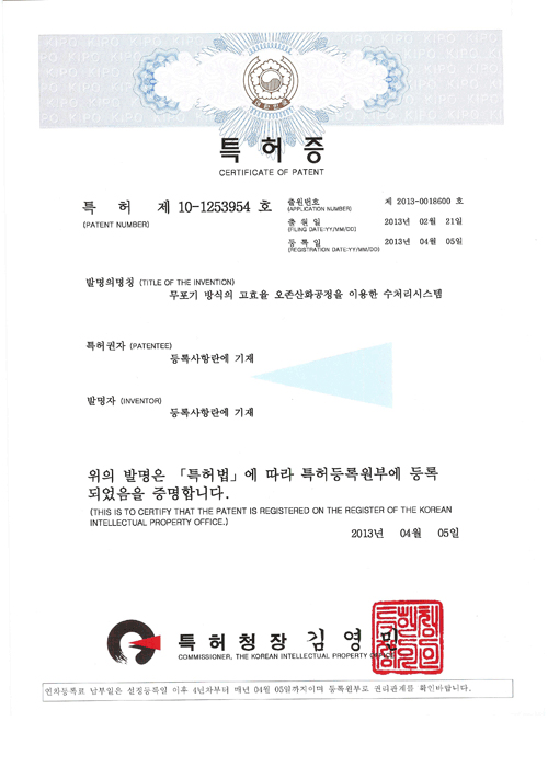 무포기 방식의 고효율 오존산화공정을 이용한 수처리 시스템